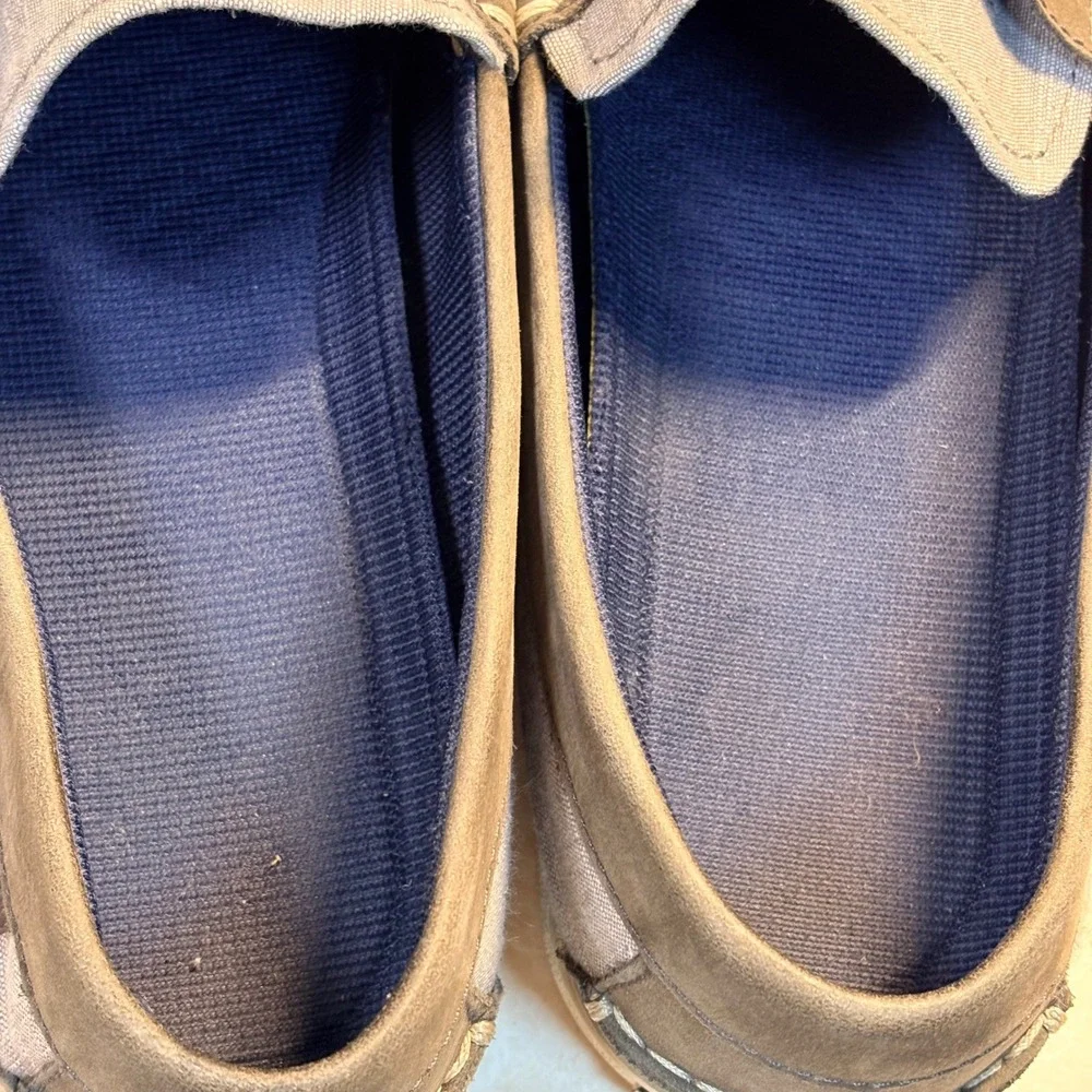 Cole Haan Mens Grand.OS‎ Gray Chambray Textile Leather Penny Loafer Shoes 11.5